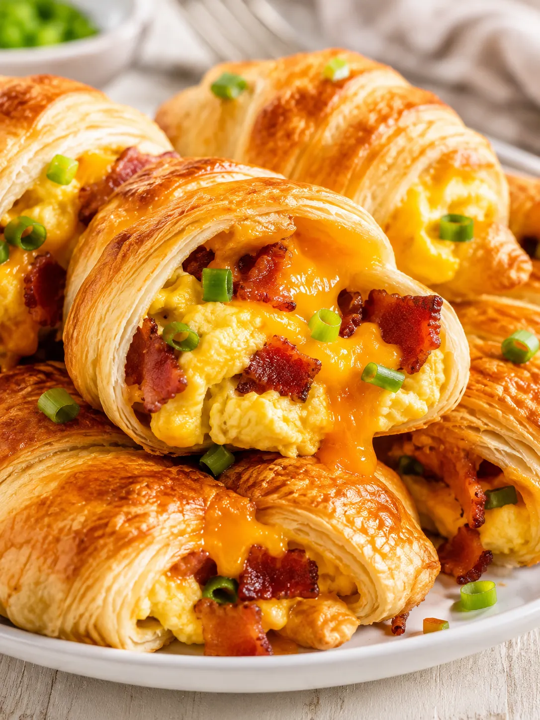 Golden Breakfast Crescent Rolls filled with egg, bacon, and cheddar