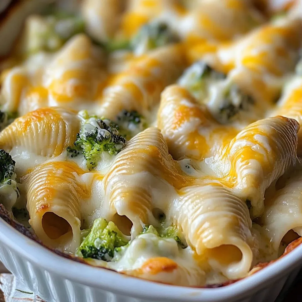 Cheesy Chicken Broccoli Shells with Alfredo and Cheddar