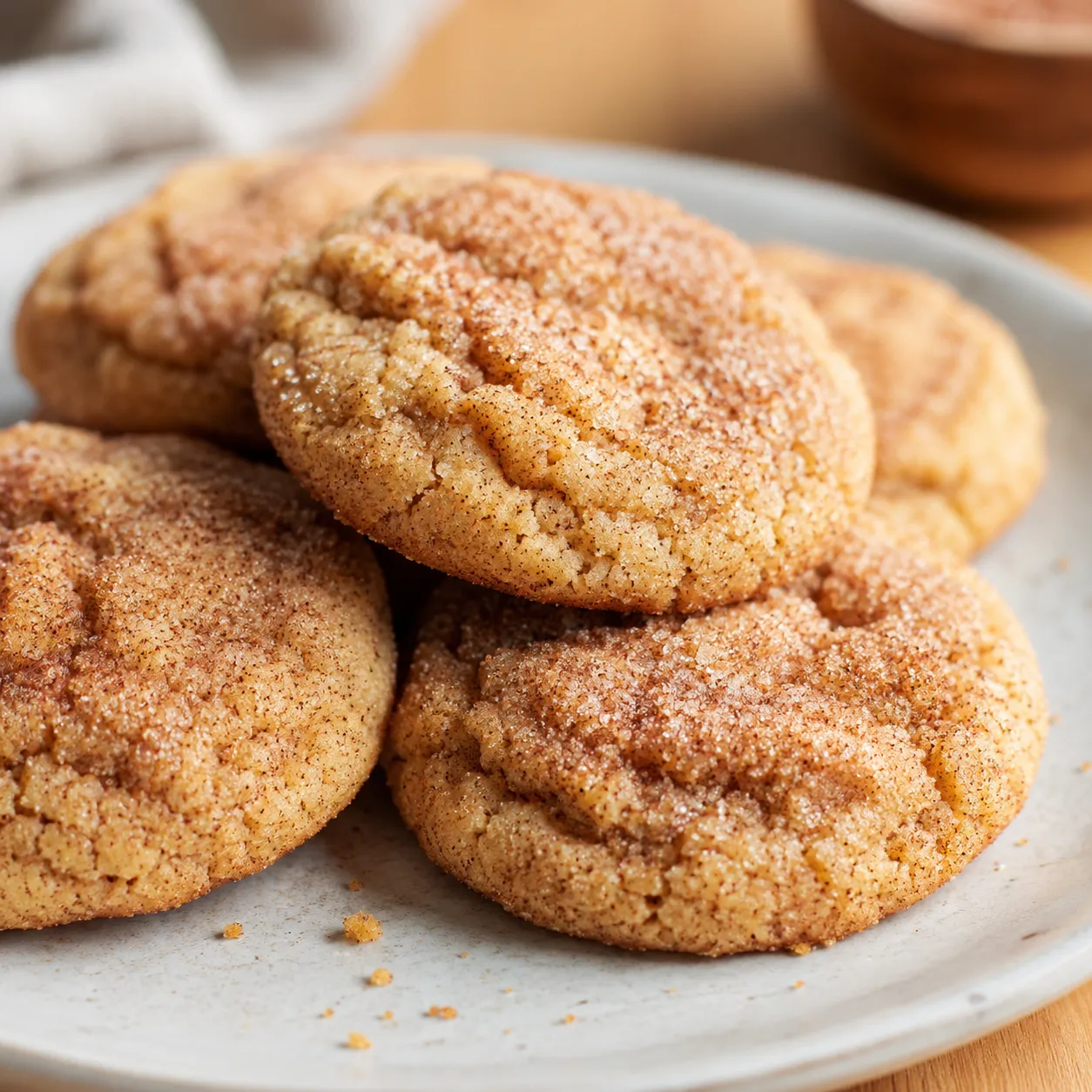 Brown sugar cinnamon butter cookies on a pale plate