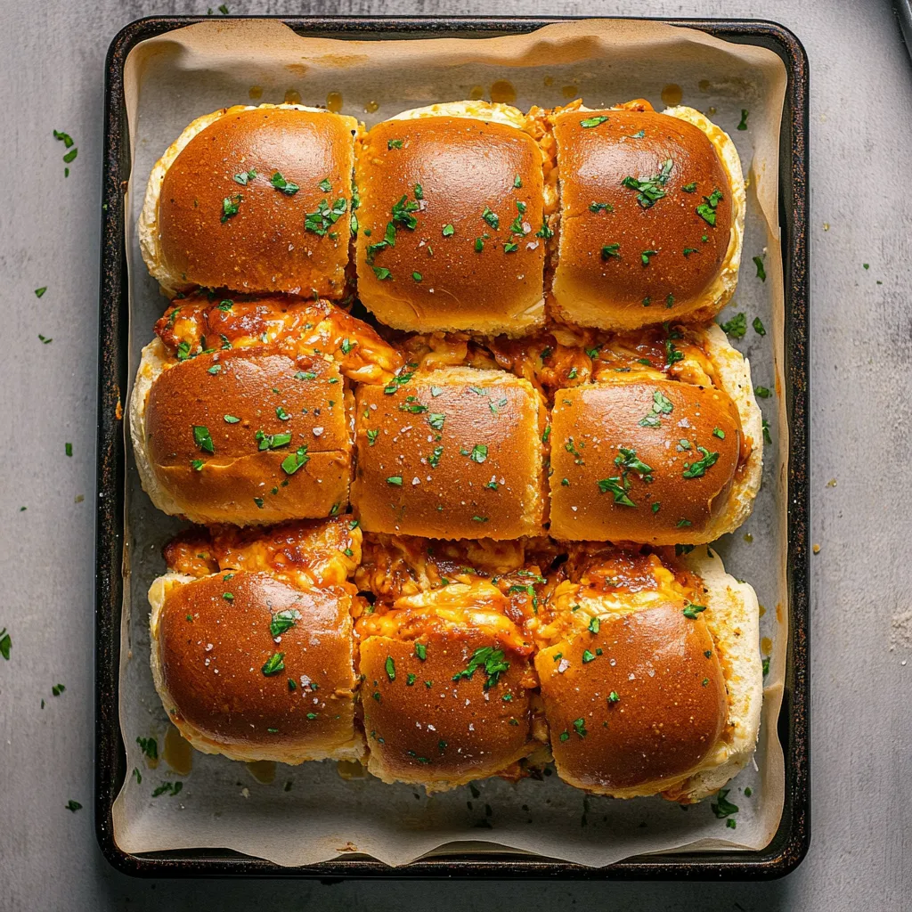 Easy Sheet Pan Buffalo Chicken Sliders