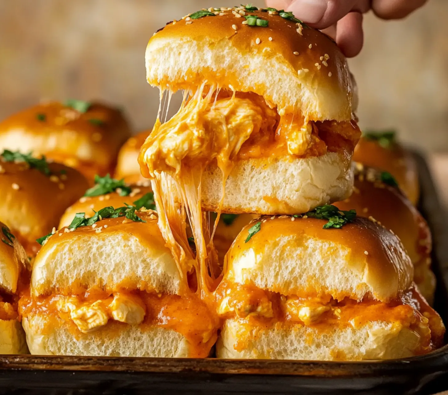 Easy Sheet Pan Buffalo Chicken Sliders