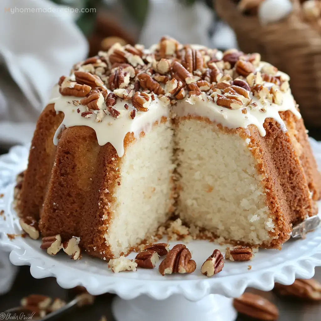 Decadent Butter Pecan Pound Cake with Caramel Glaze - My Home Made Recipe