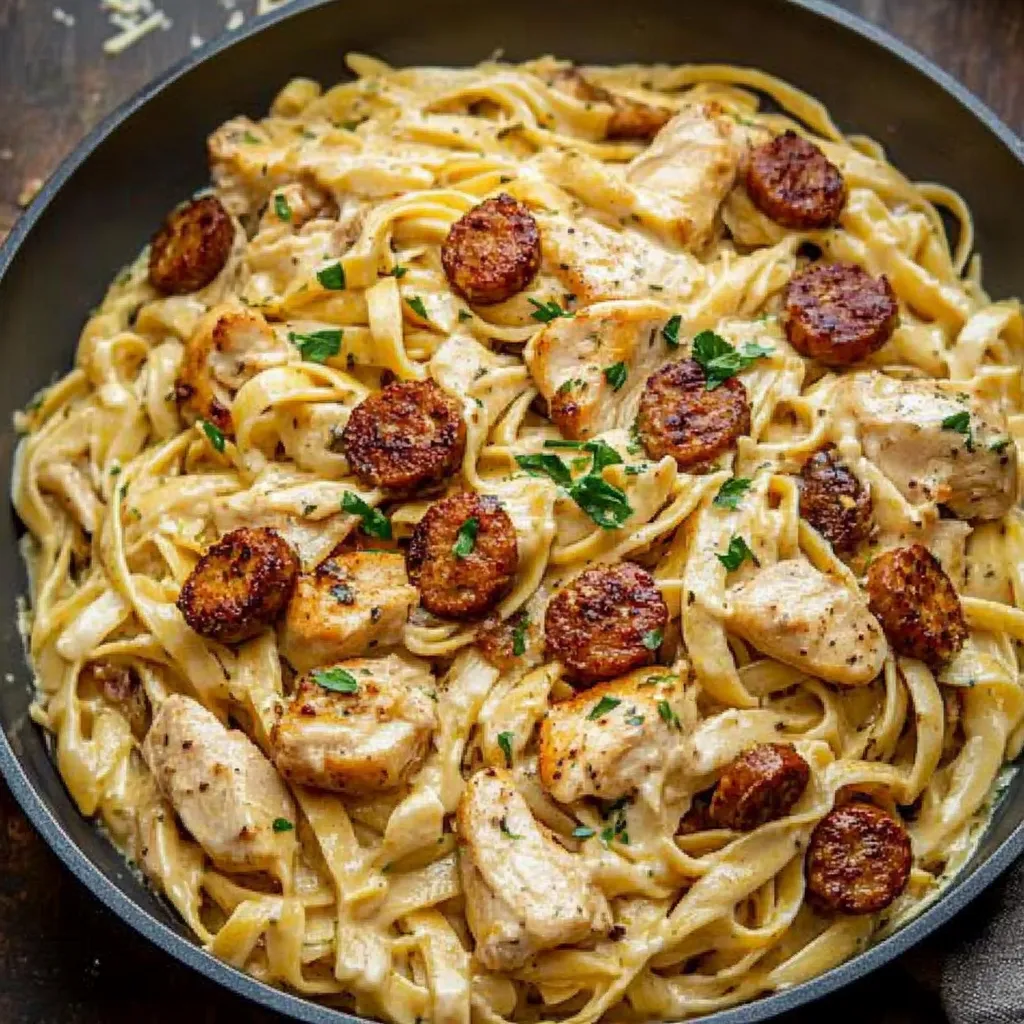 Creamy Cajun Chicken and Sausage Alfredo Pasta