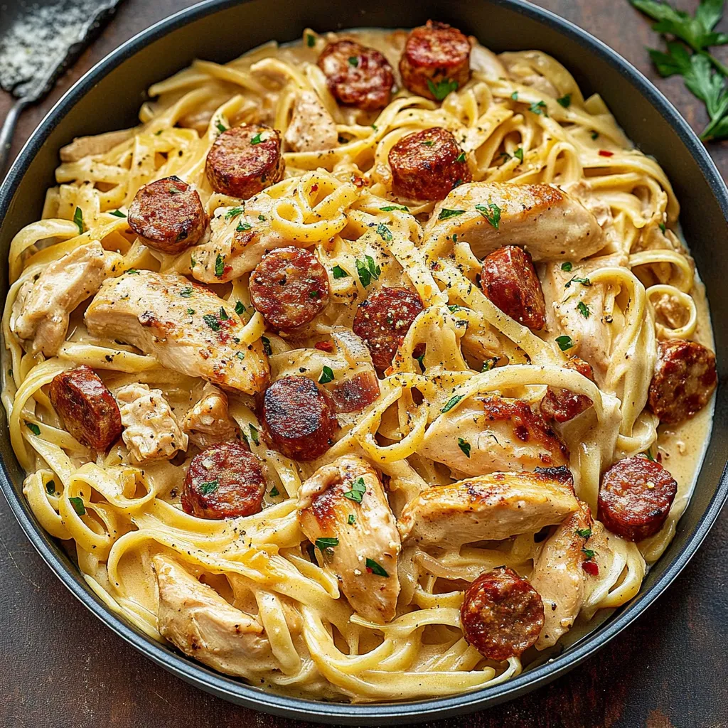 Creamy Cajun Chicken and Sausage Alfredo Pasta