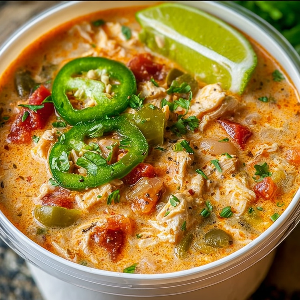 Cajun White Chicken Chili filled with Beans, Creamy Sauce, and Sausage