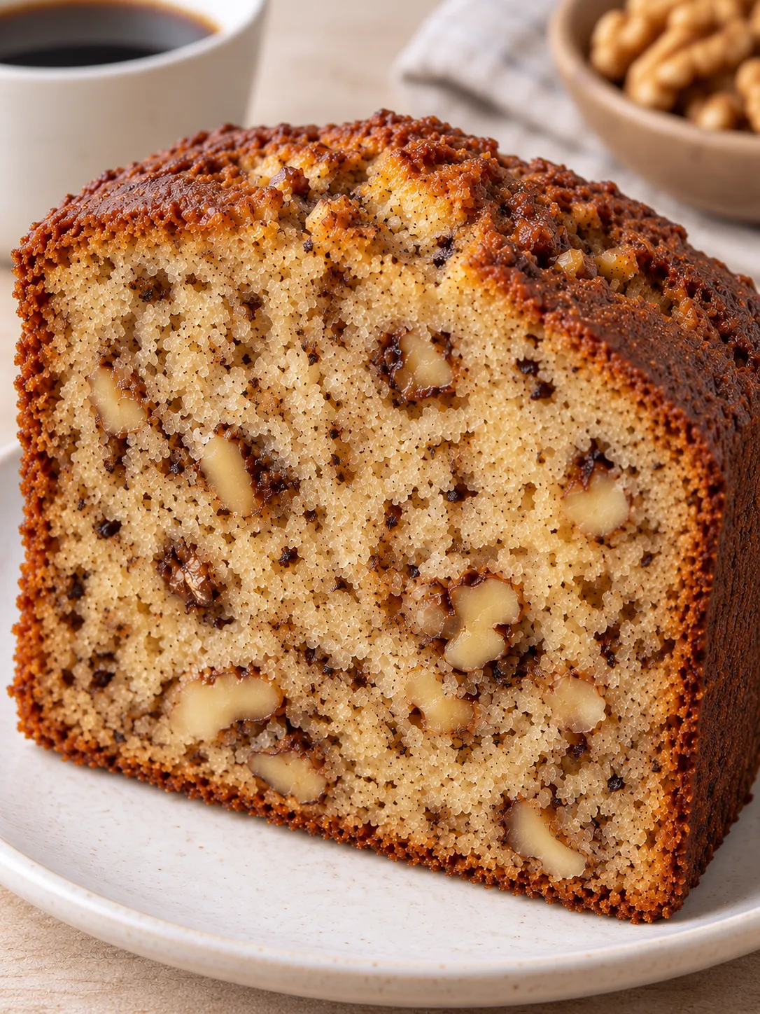 Butter loaf with coffee and walnuts