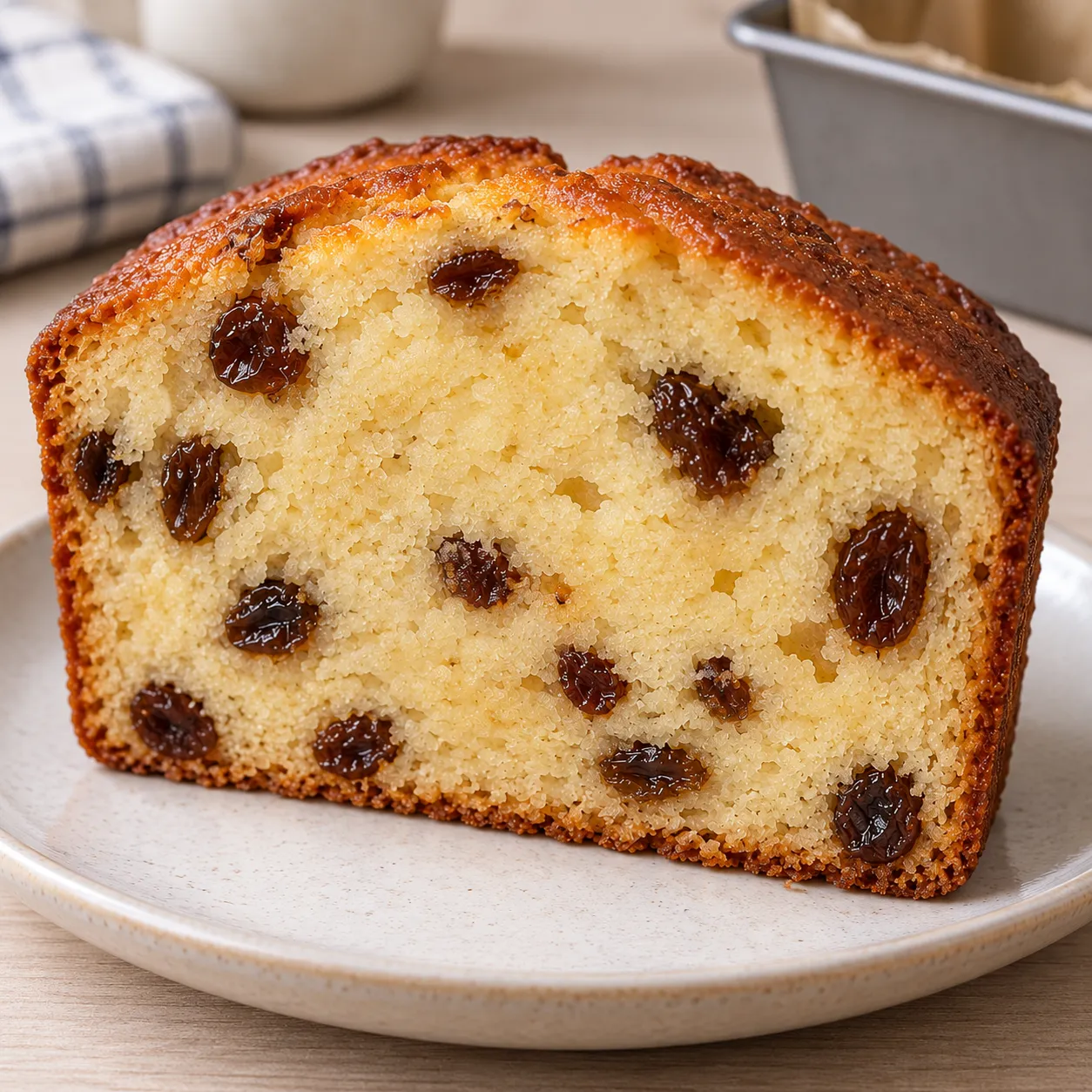 Butter loaf with vanilla and raisins
