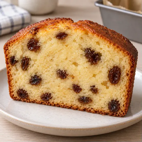 Butter loaf with vanilla and raisins