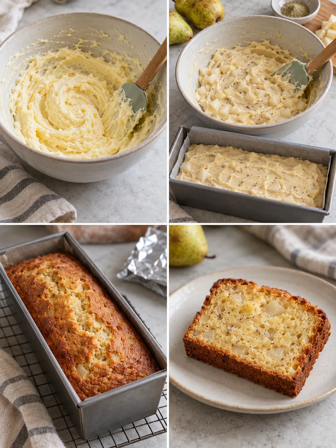Butter loaf with cardamom and pear