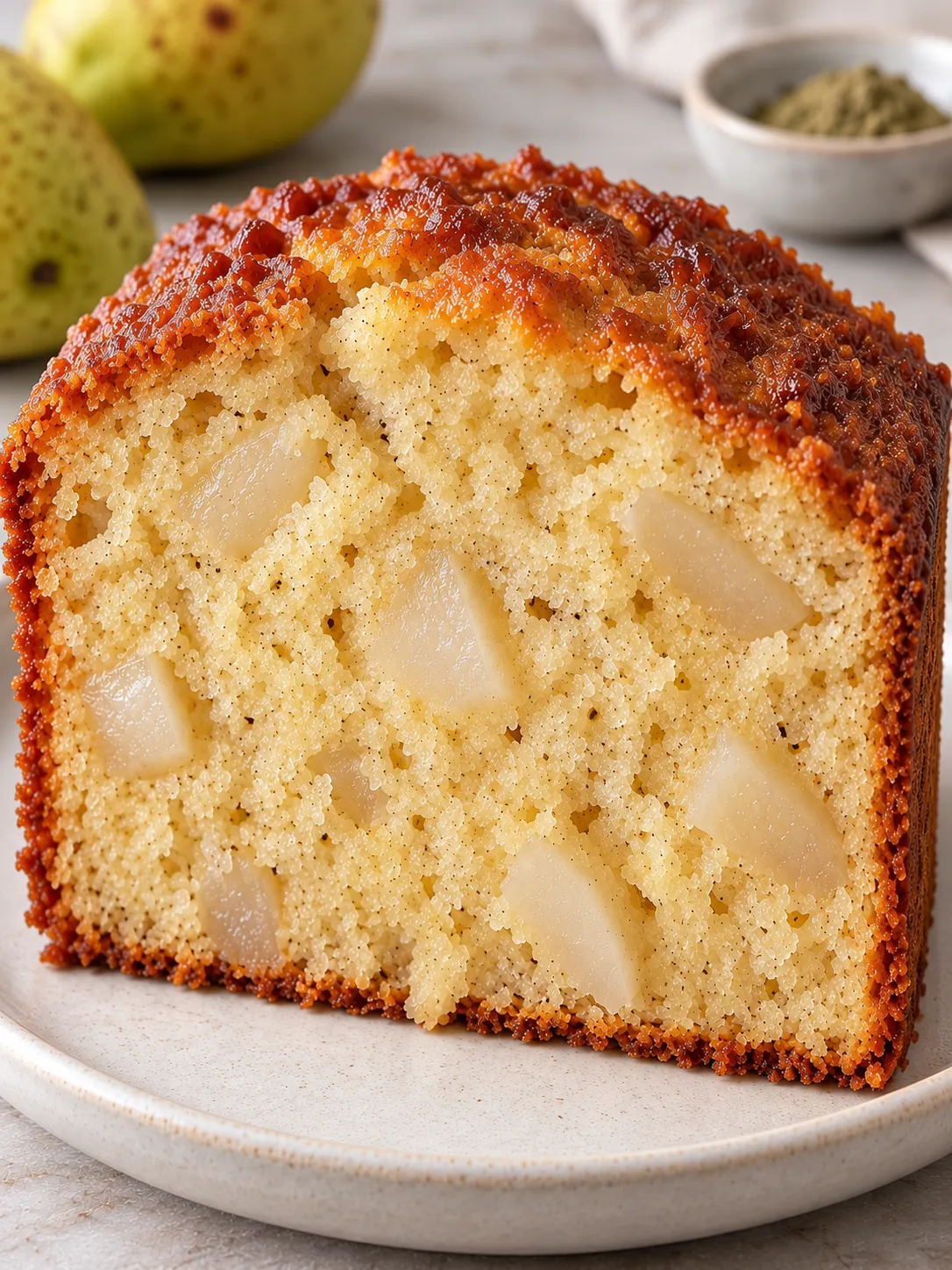Butter loaf with cardamom and pear