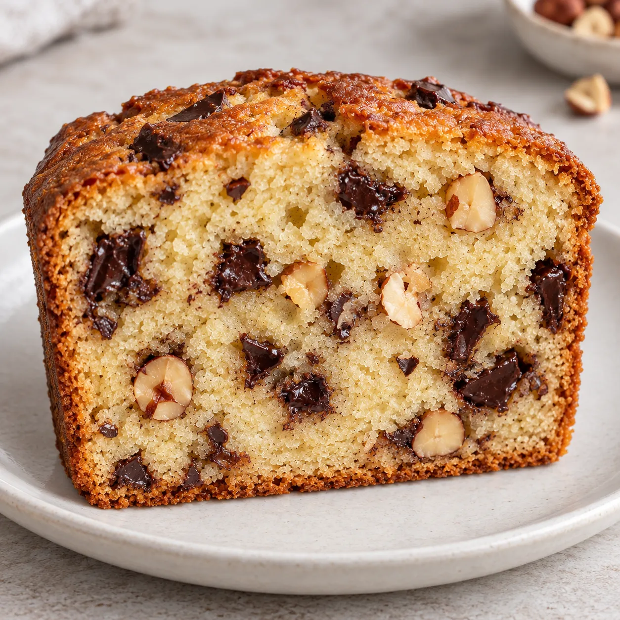 Butter loaf with chocolate and hazelnuts