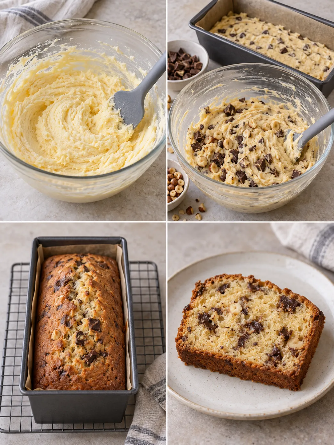 Butter loaf with chocolate and hazelnuts