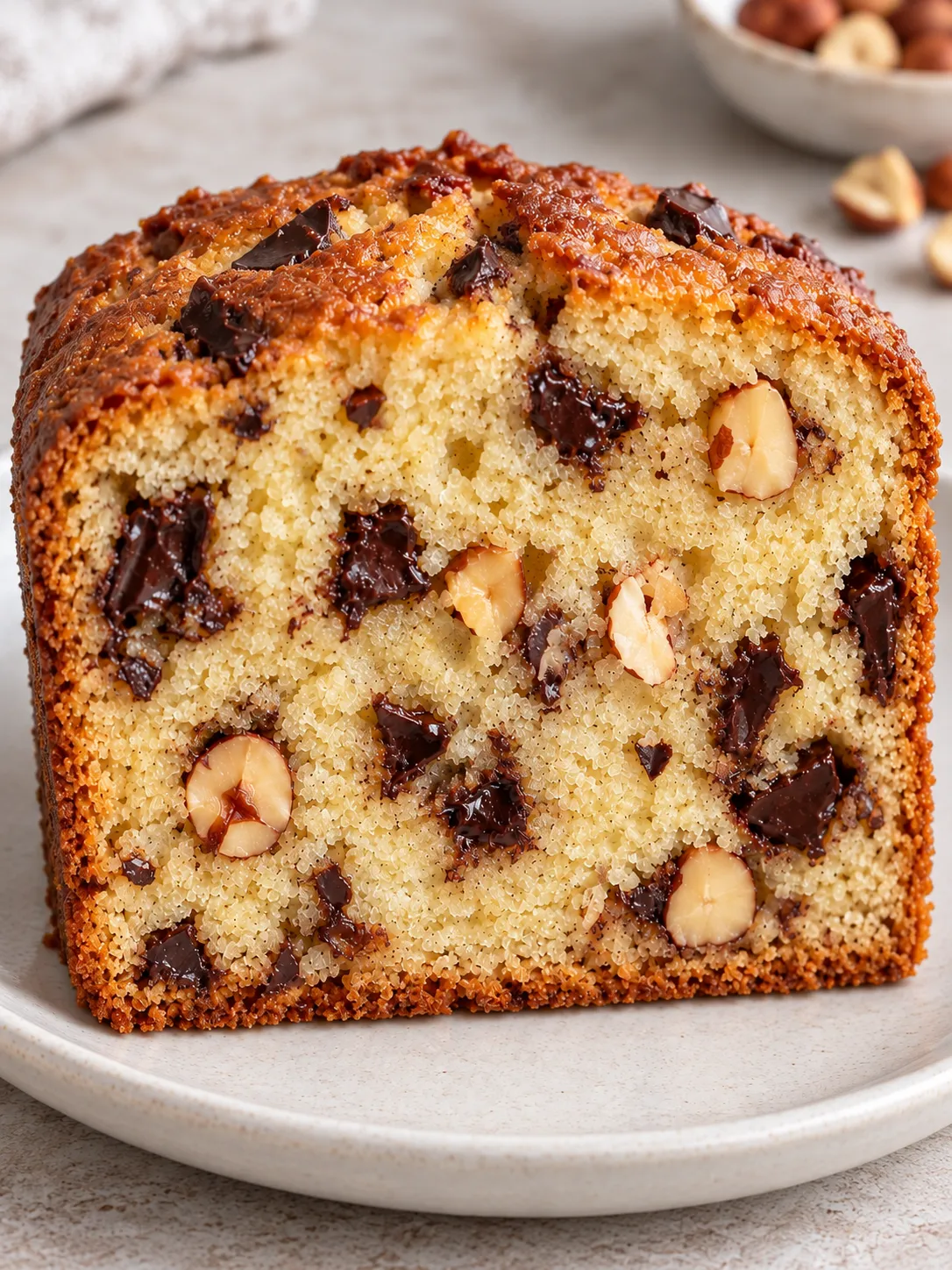 Butter loaf with chocolate and hazelnuts