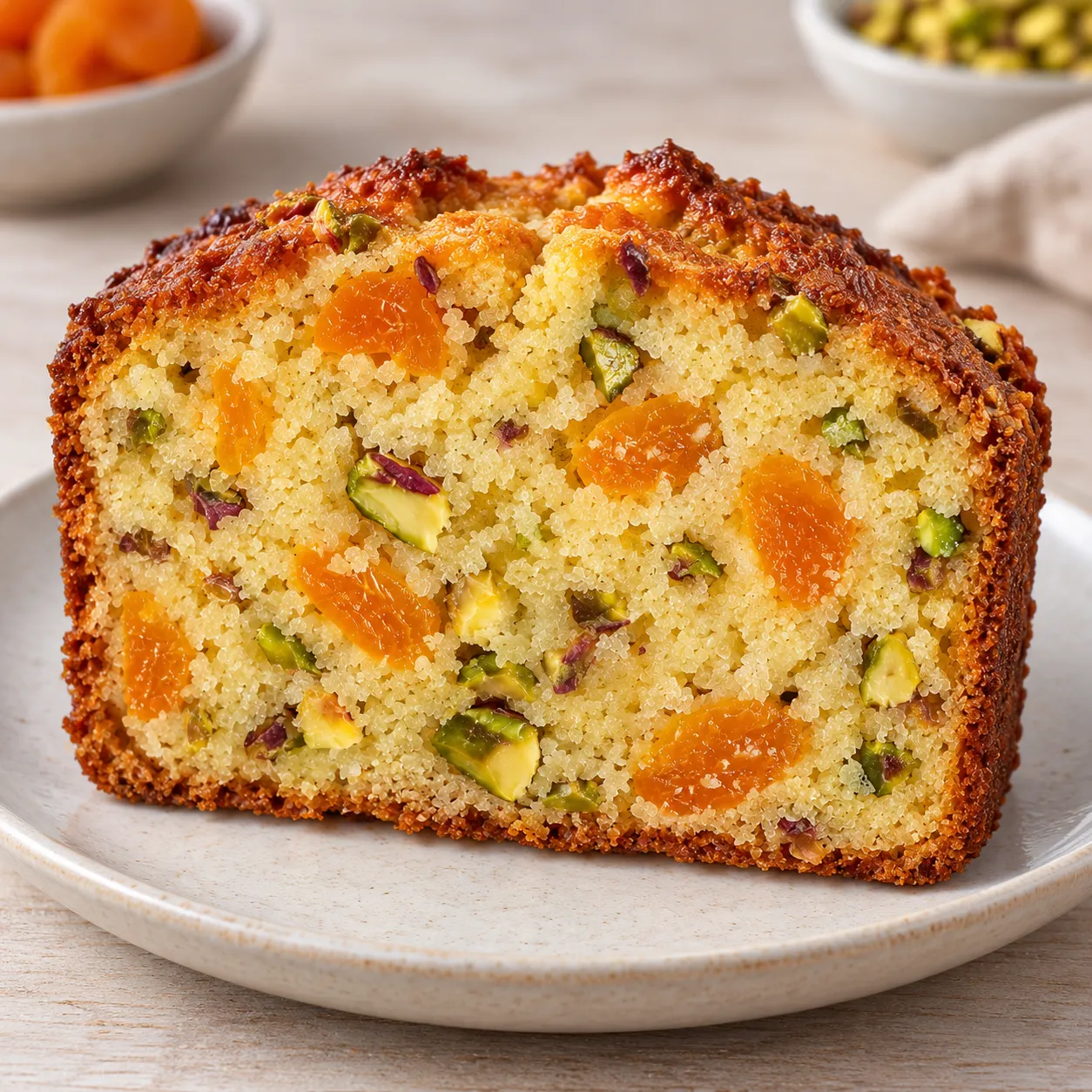 Butter loaf with apricots and pistachios
