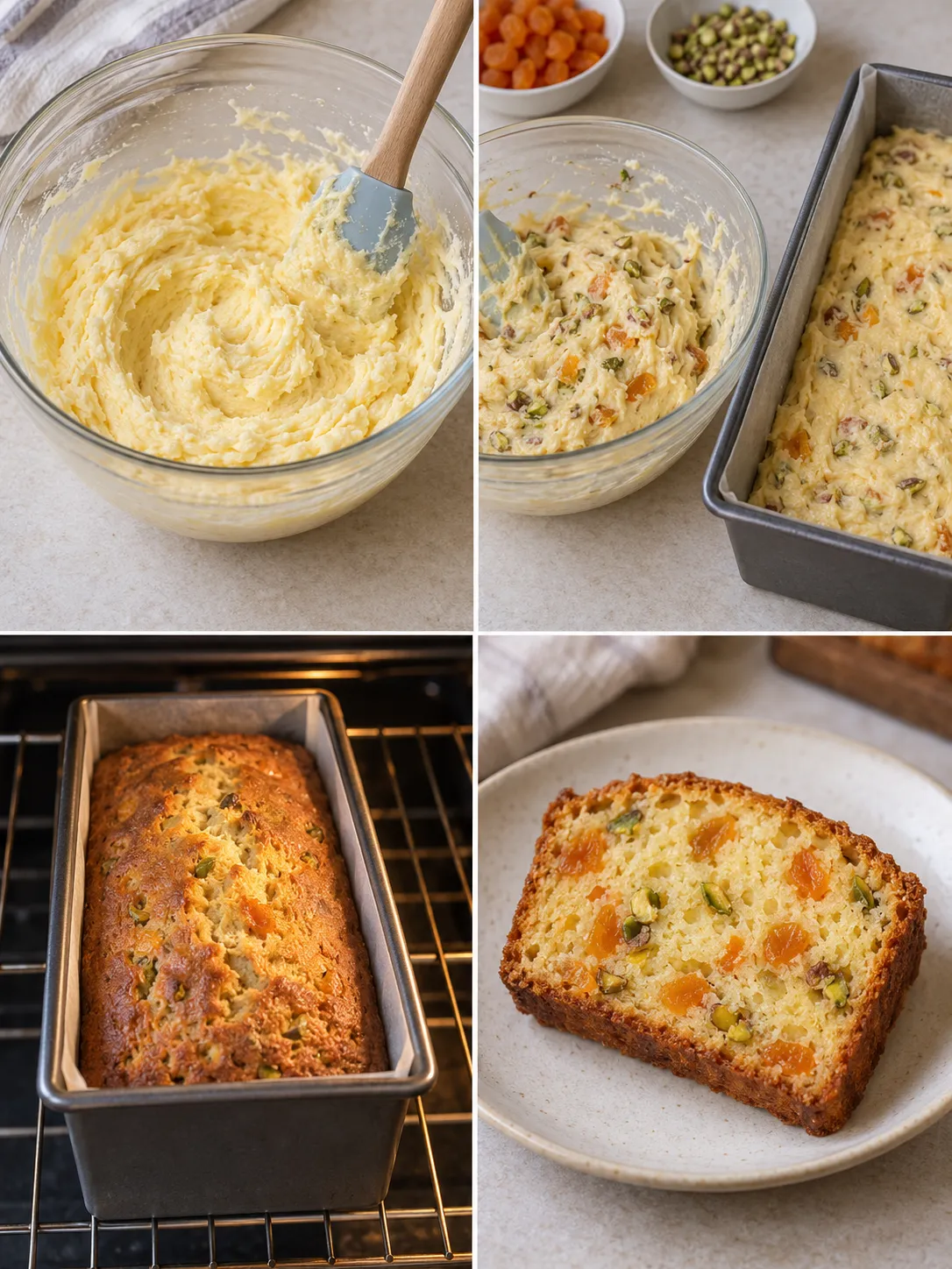 Butter loaf with apricots and pistachios