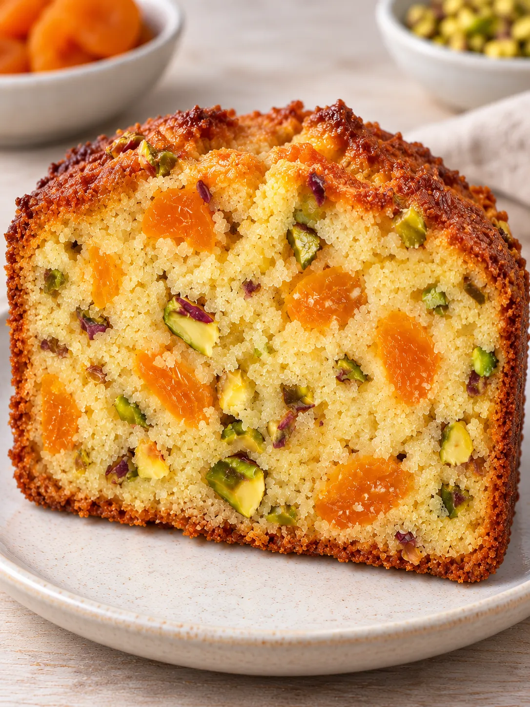 Butter loaf with apricots and pistachios