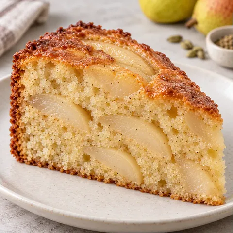 Yogurt cake with pear and cardamom