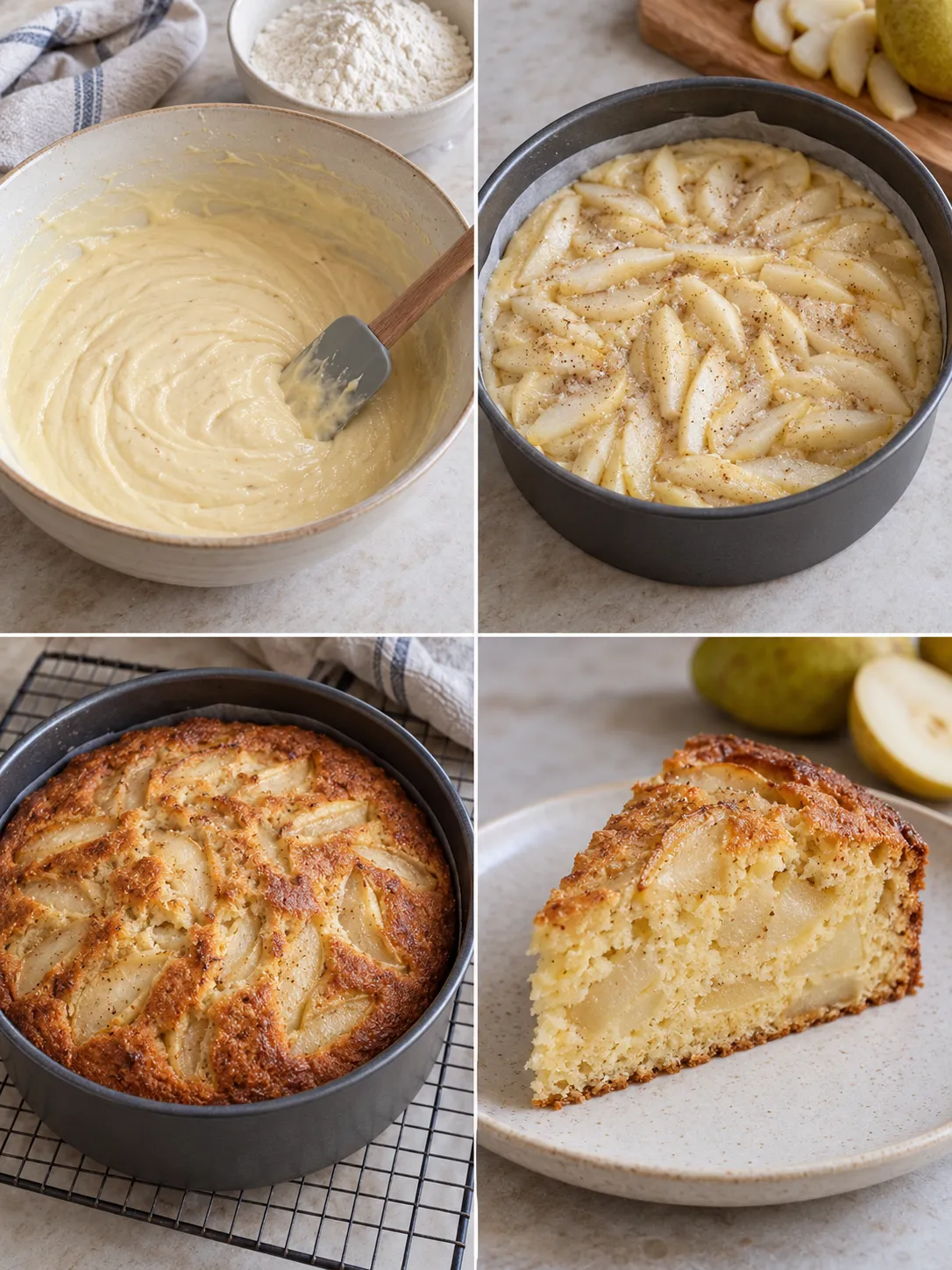 Yogurt cake with pear and cardamom