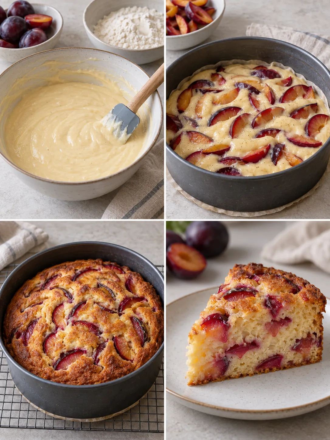 Yogurt cake with plums and vanilla
