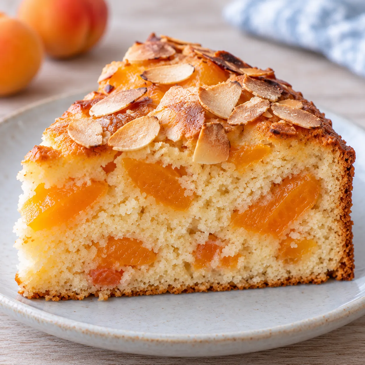 Yogurt cake with apricots and almonds