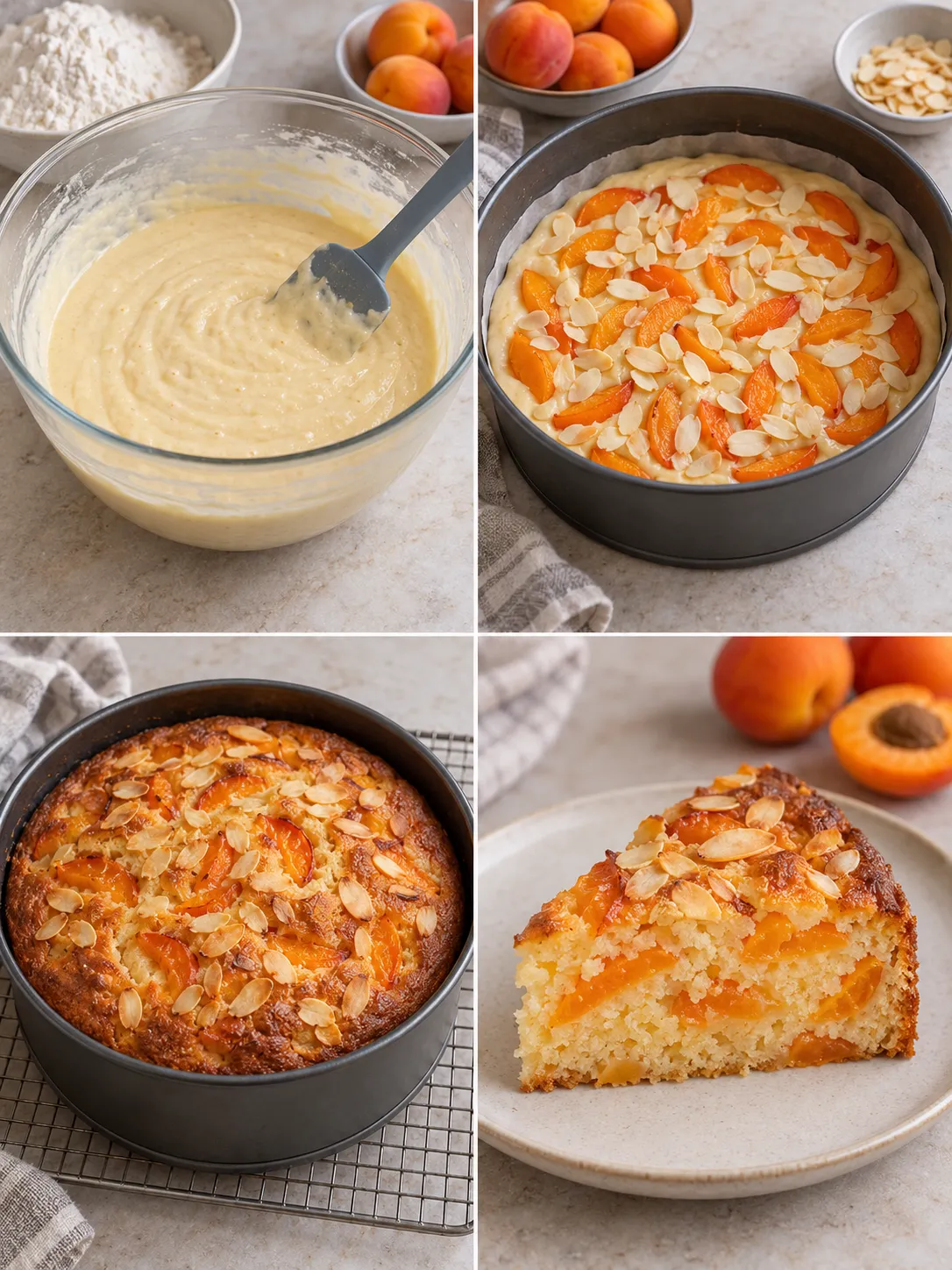 Yogurt cake with apricots and almonds