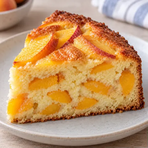 Yogurt cake with peaches and vanilla