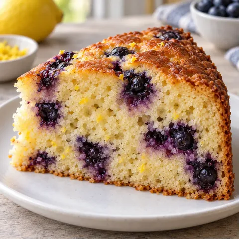 Yogurt cake with blueberries and lemon
