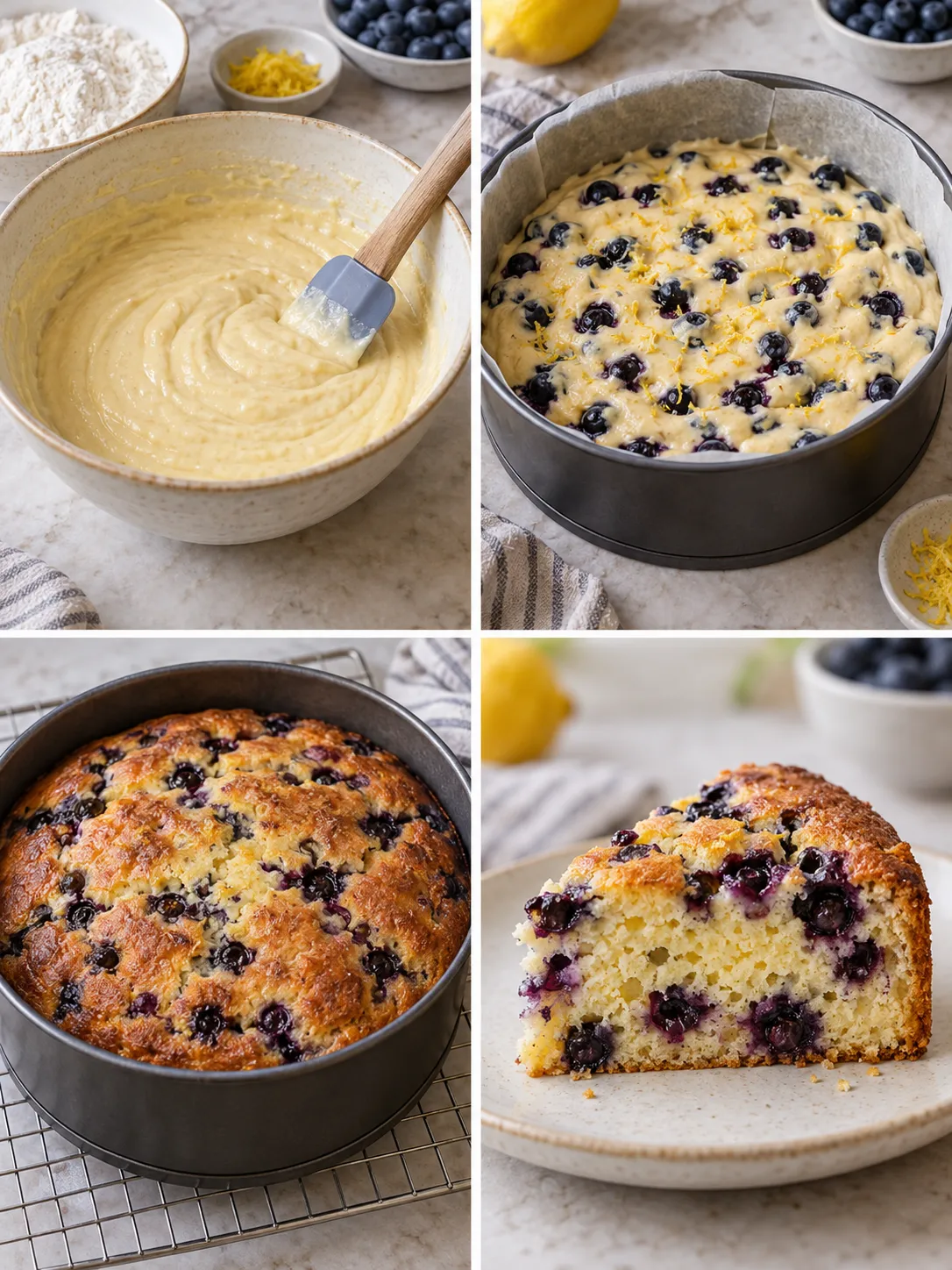 Yogurt cake with blueberries and lemon