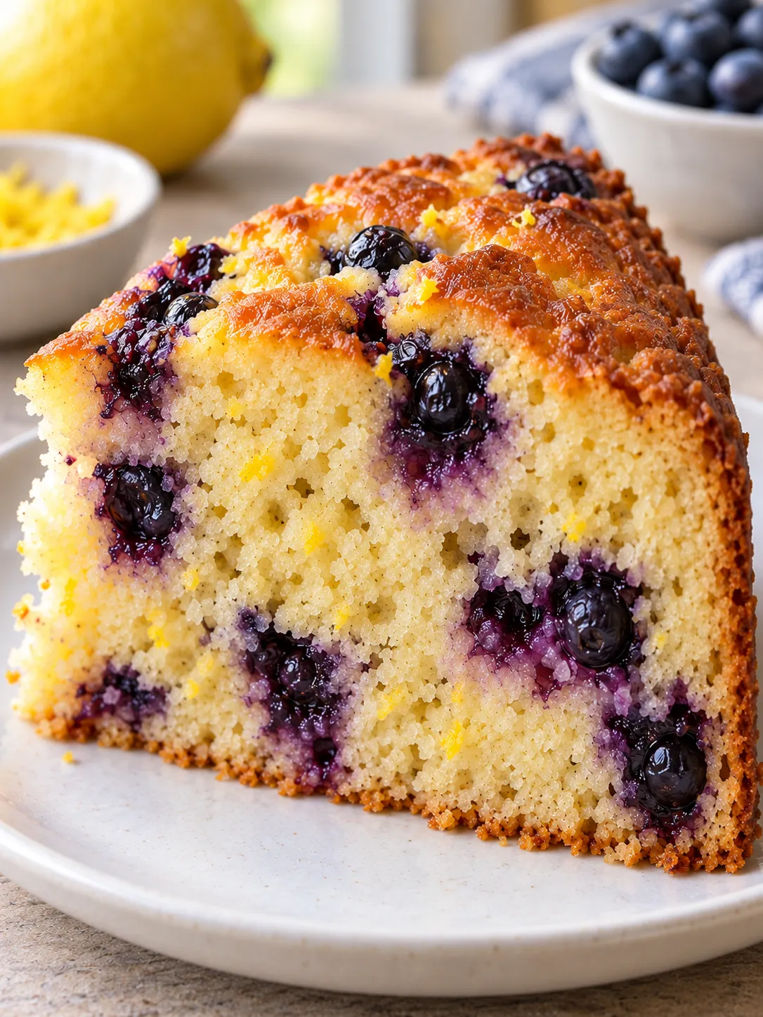 Yogurt cake with blueberries and lemon