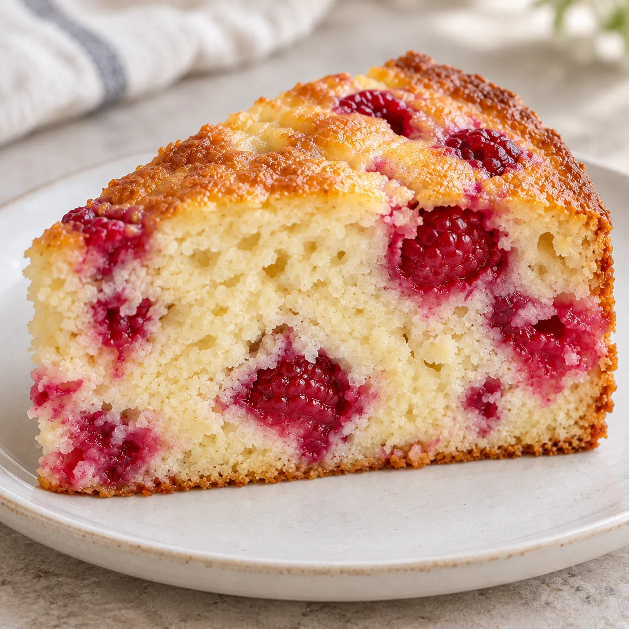 Yogurt cake with raspberries and vanilla