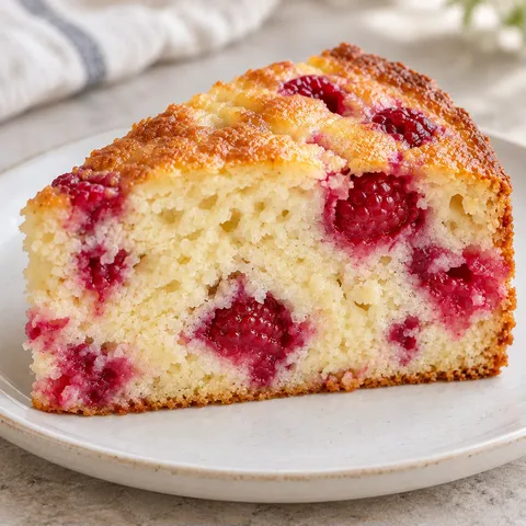 Yogurt cake with raspberries and vanilla
