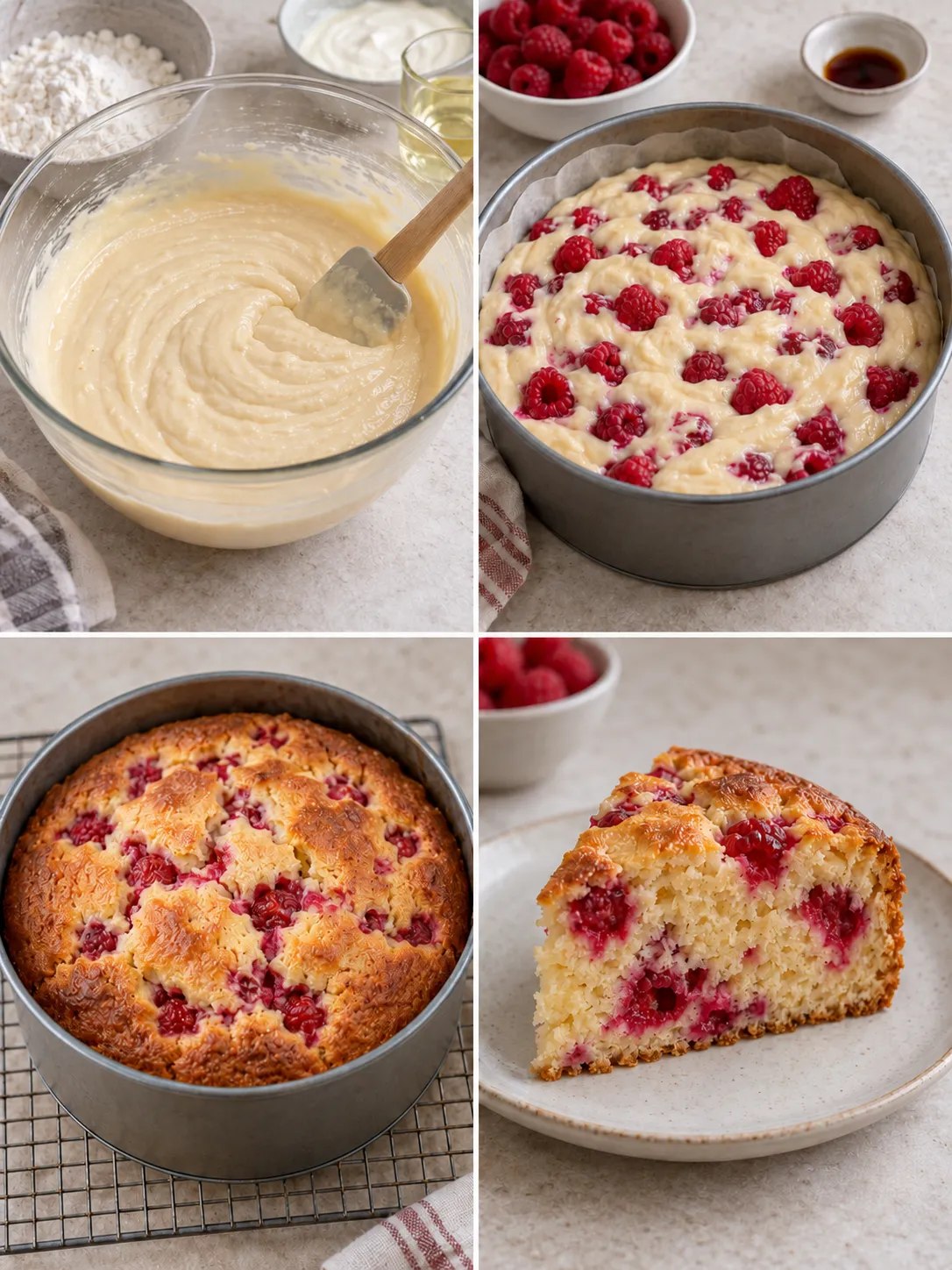 Yogurt cake with raspberries and vanilla