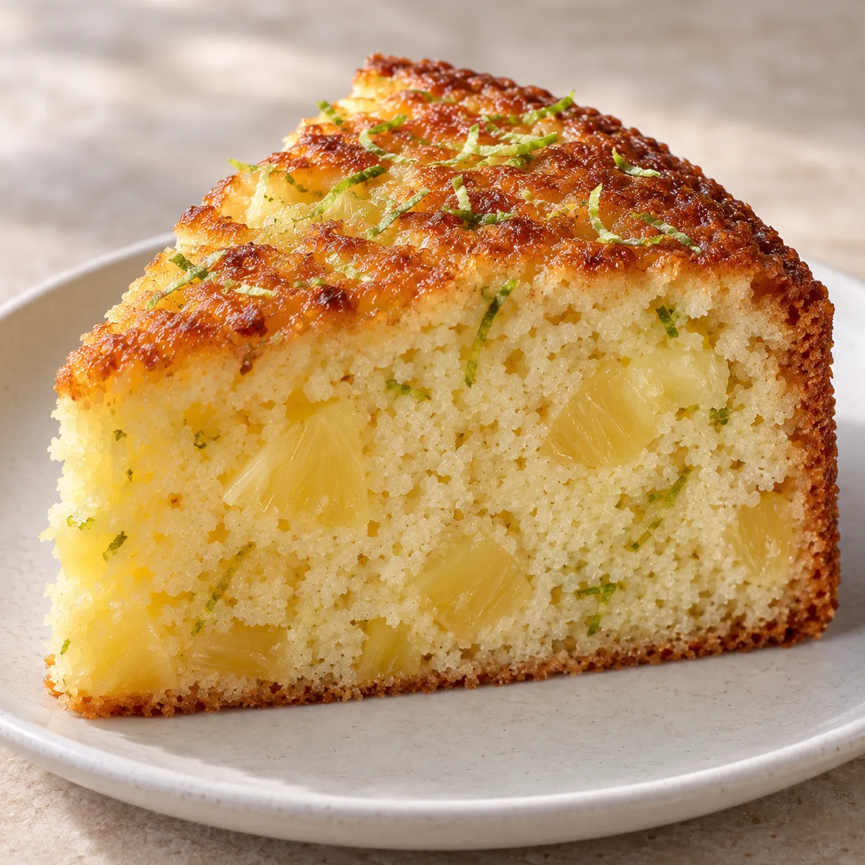 Yogurt cake with pineapple and lime