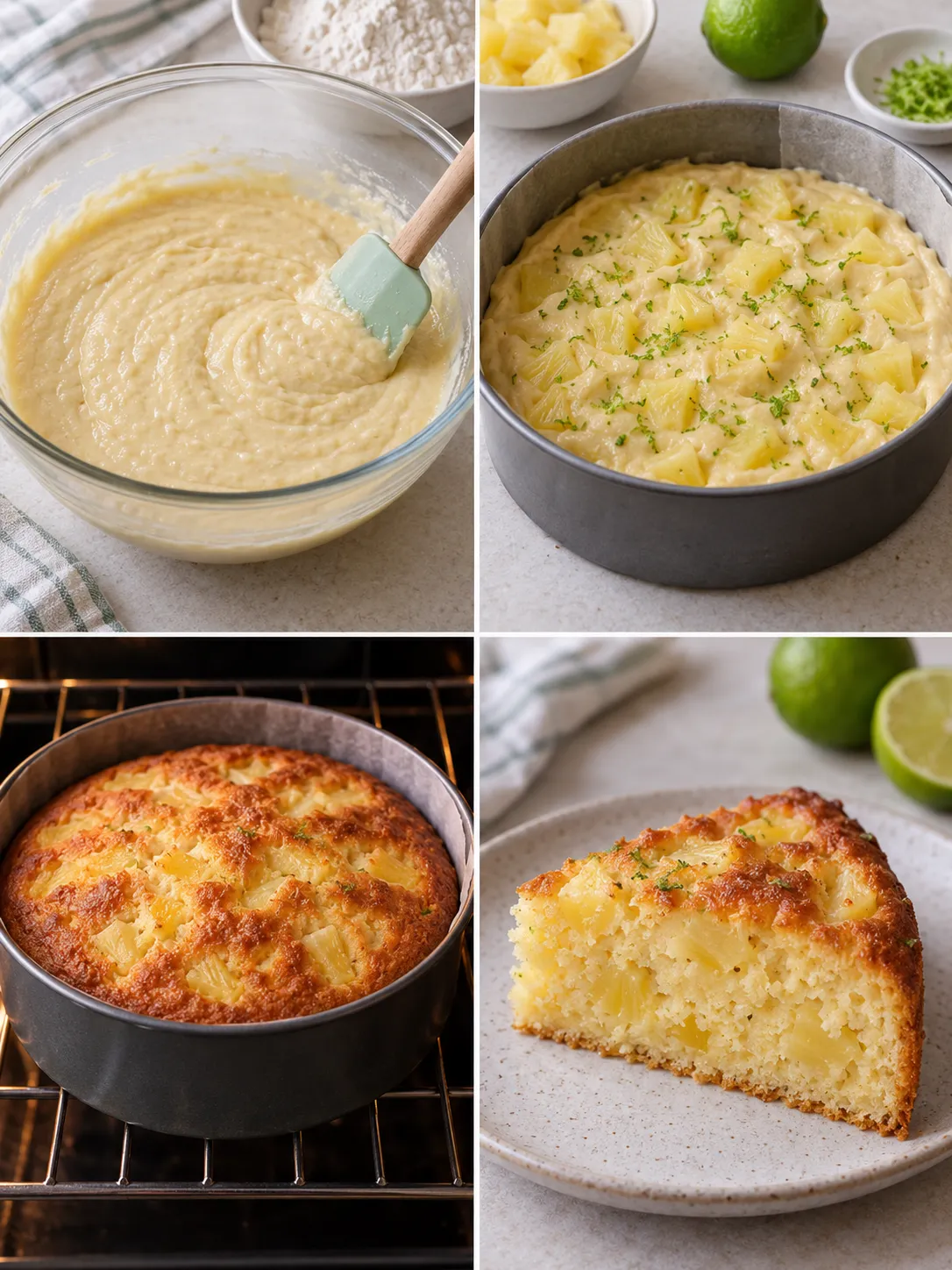 Yogurt cake with pineapple and lime