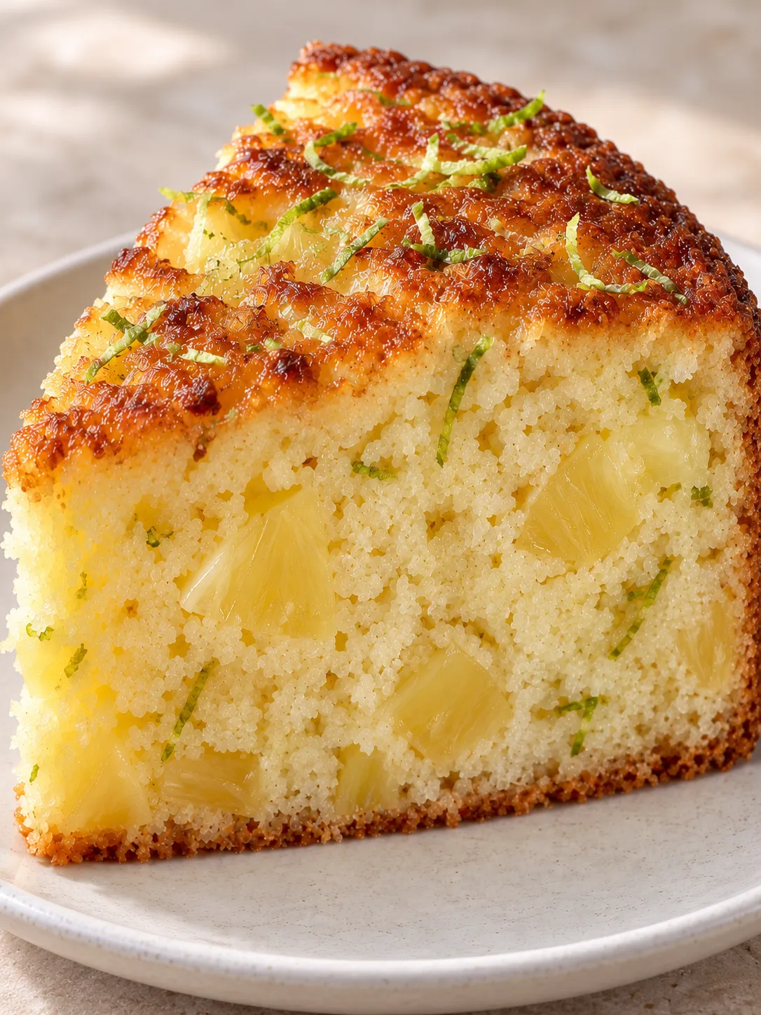 Yogurt cake with pineapple and lime