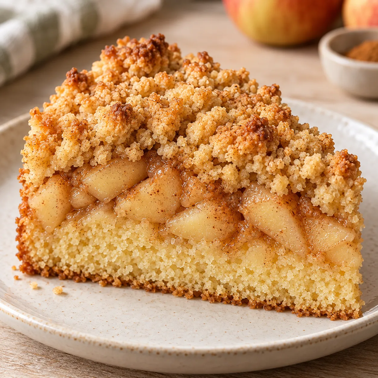 Crumble cake with apple and cinnamon