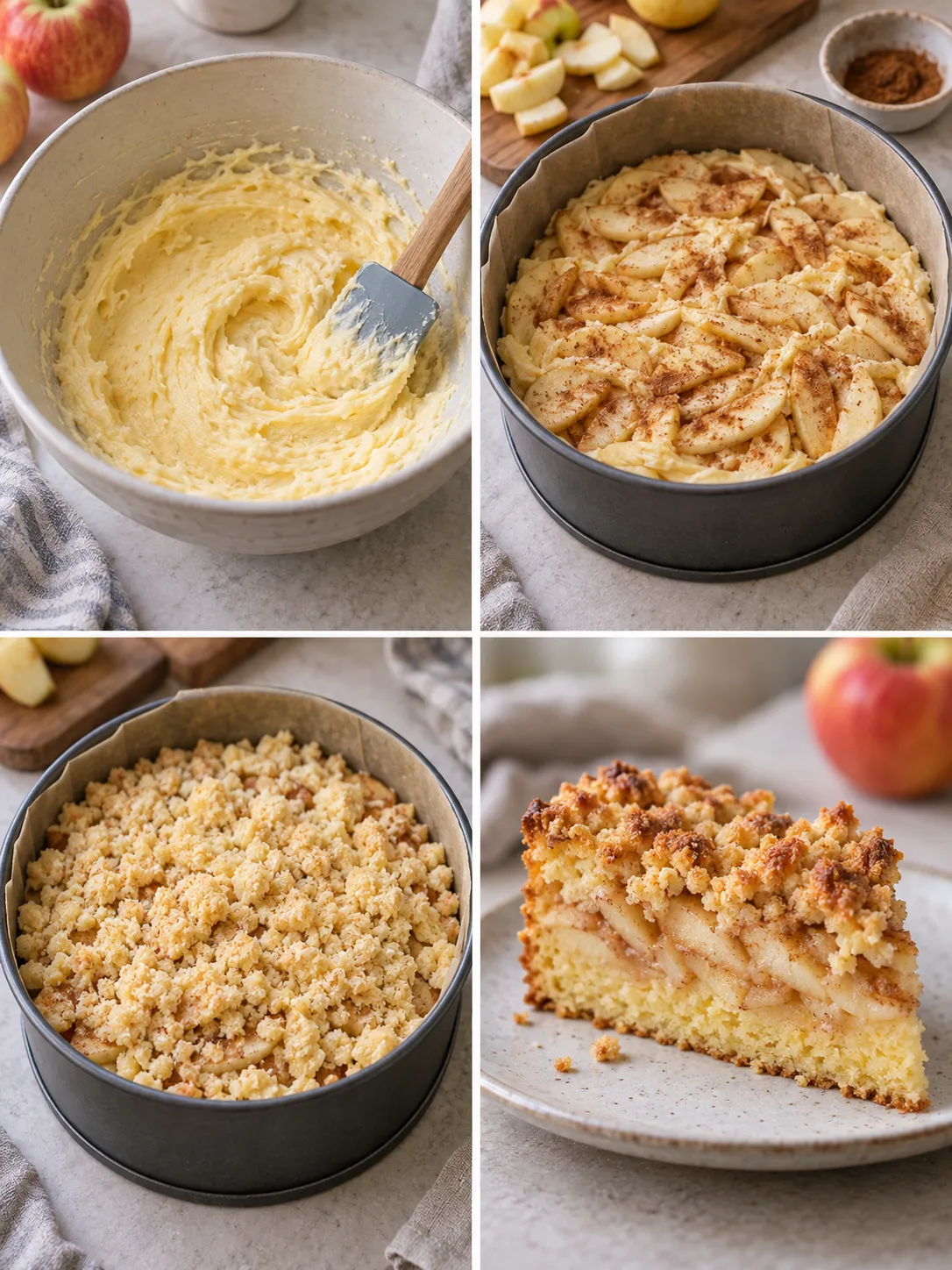 Crumble cake with apple and cinnamon