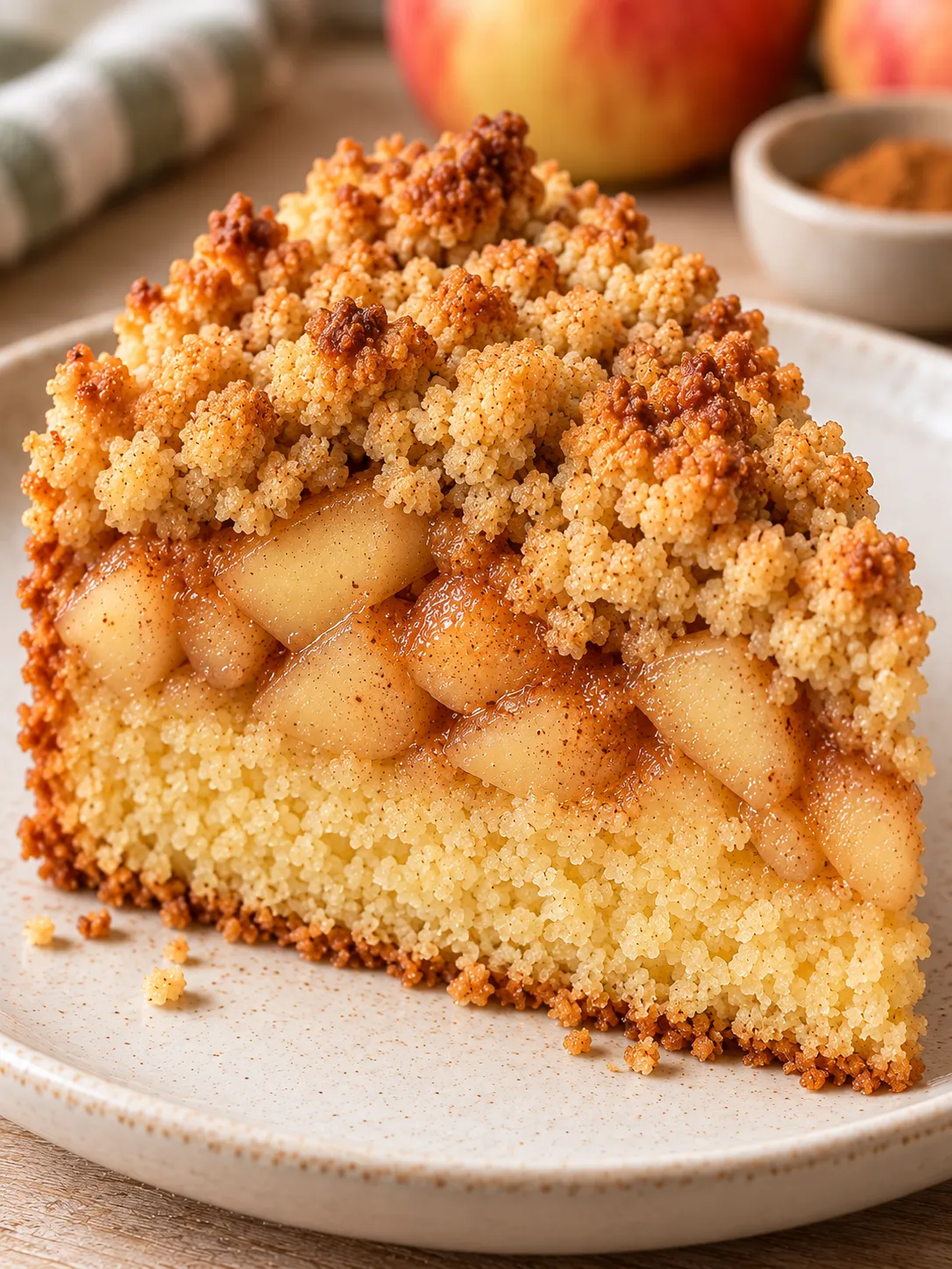 Crumble cake with apple and cinnamon