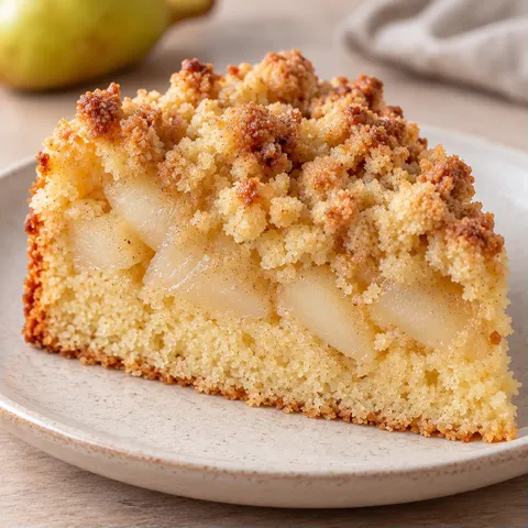 Crumble cake with pear and cardamom