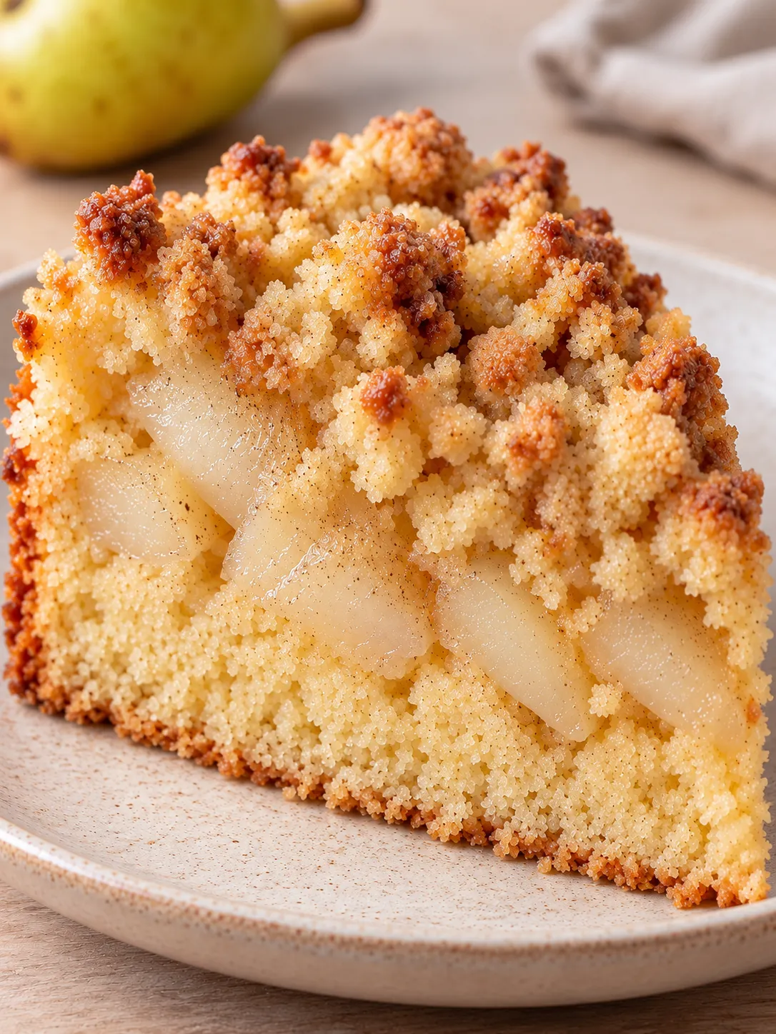Crumble cake with pear and cardamom
