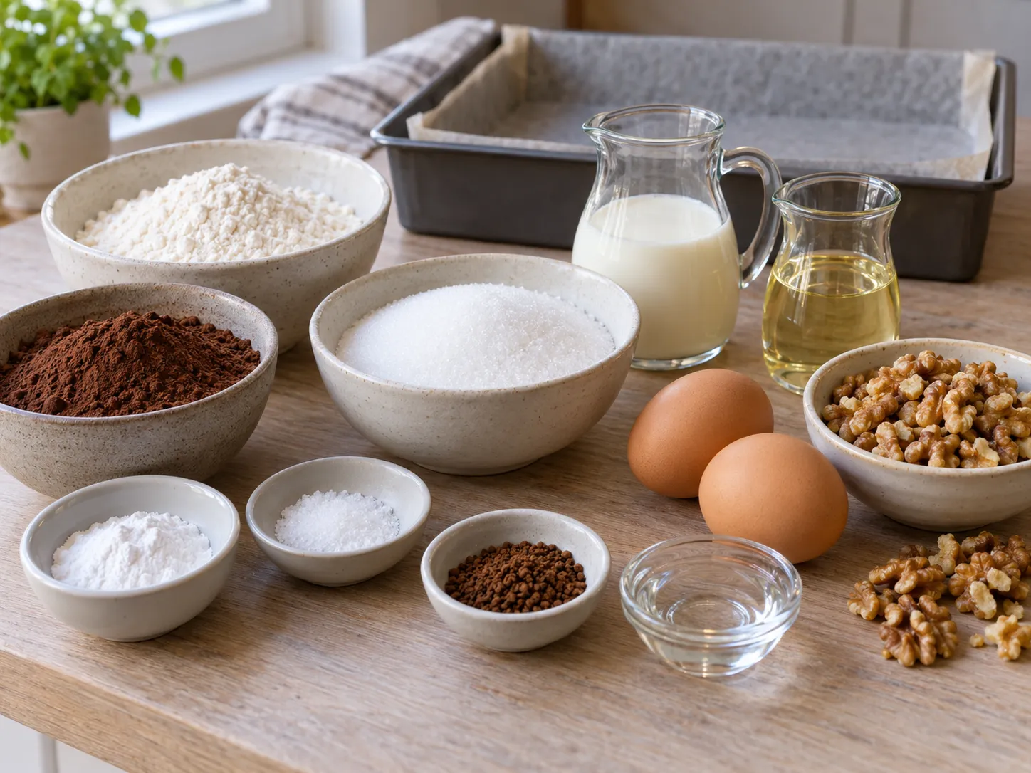 all-purpose wheat flour, unsweetened cocoa powder, granulated sugar, baking powder