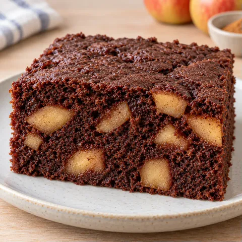 Chocolate sheet cake with cinnamon and apple
