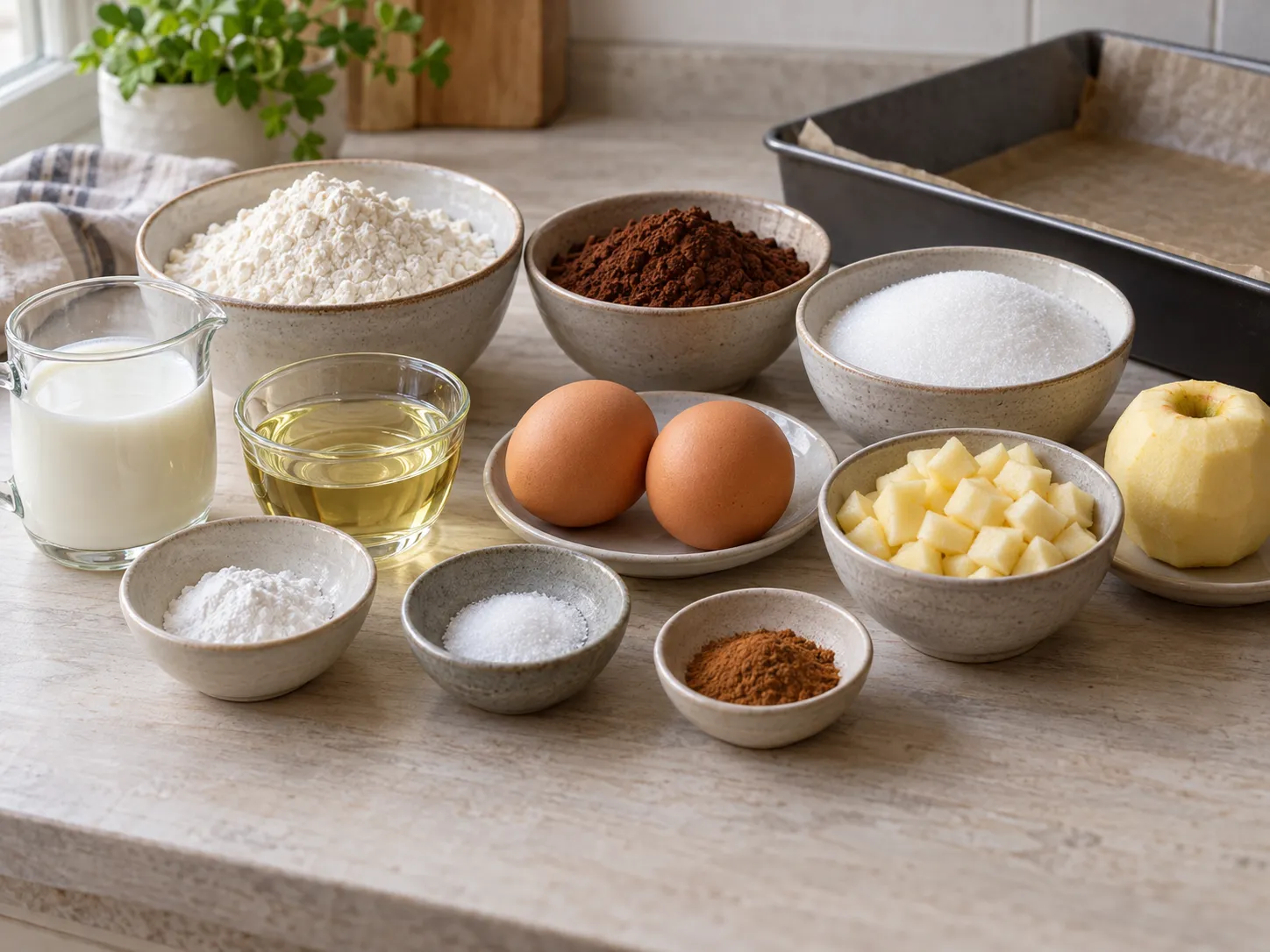 all-purpose wheat flour, unsweetened cocoa powder, granulated sugar, baking powder