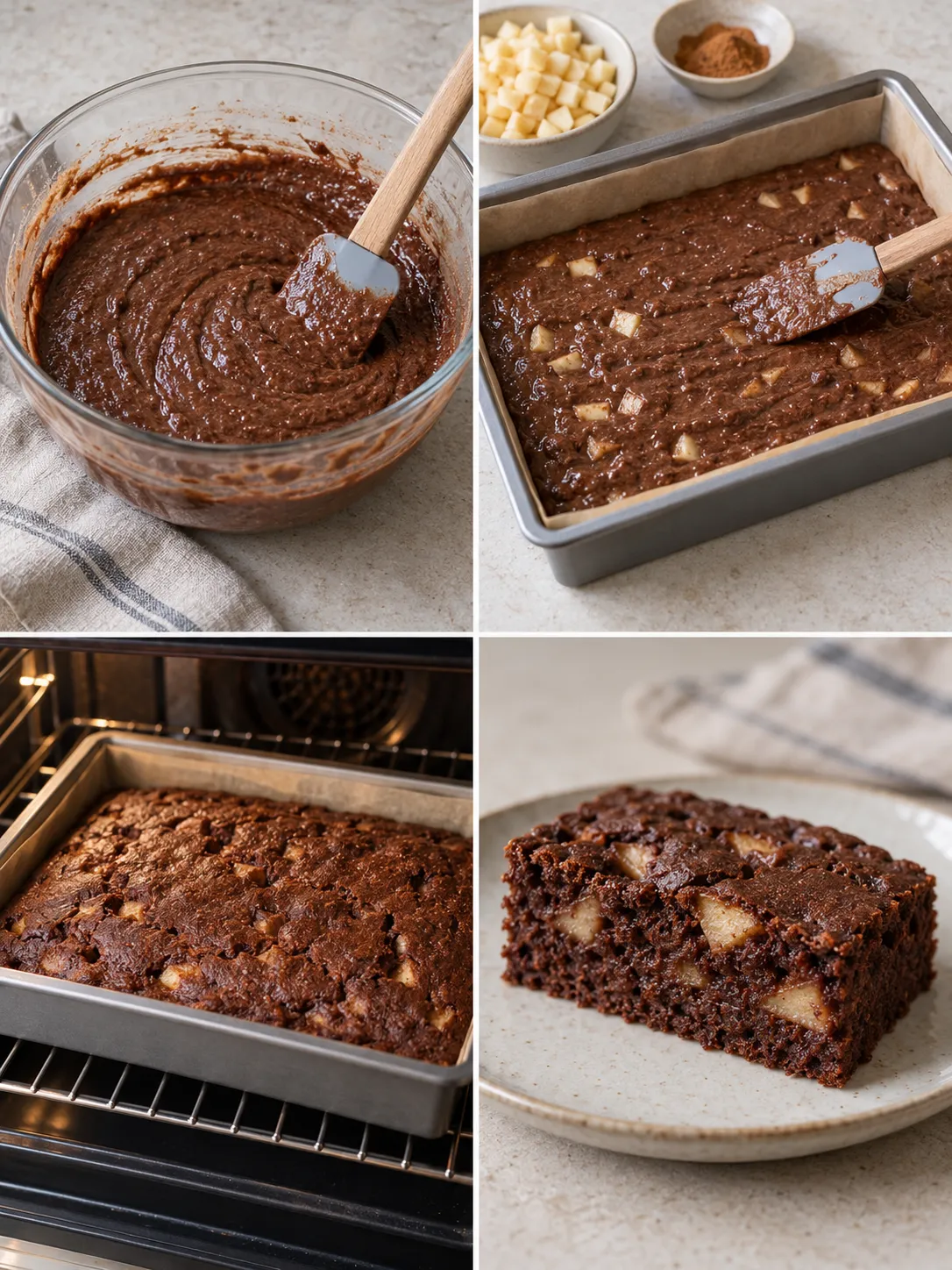 Chocolate sheet cake with cinnamon and apple