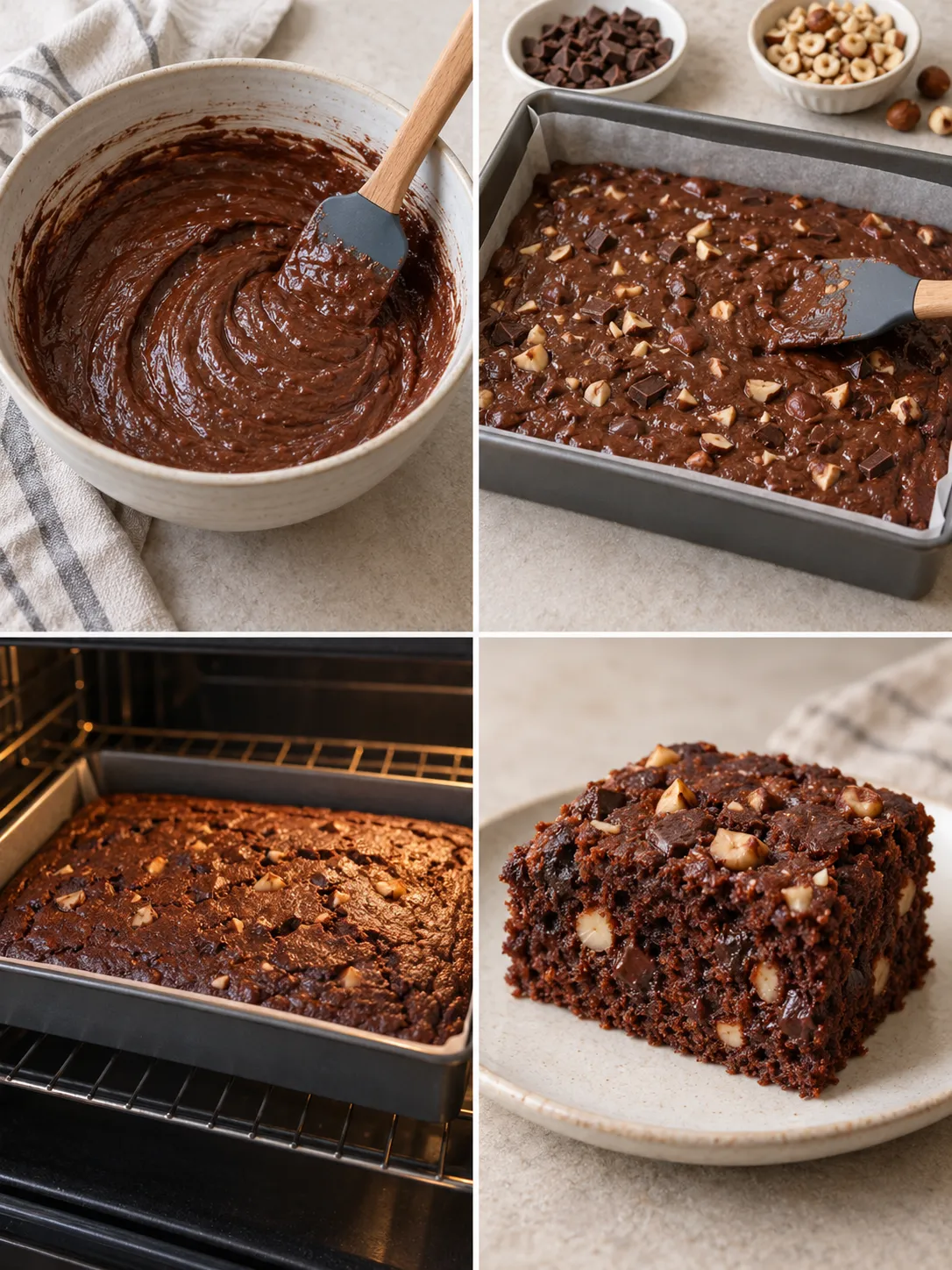Chocolate sheet cake with chocolate and hazelnuts
