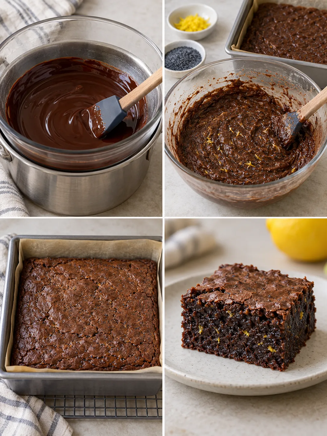 Brownies with lemon and poppy seeds