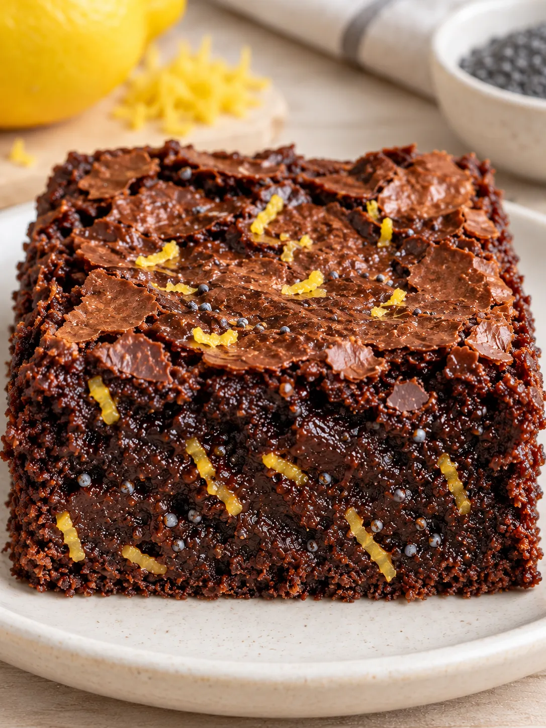 Brownies with lemon and poppy seeds