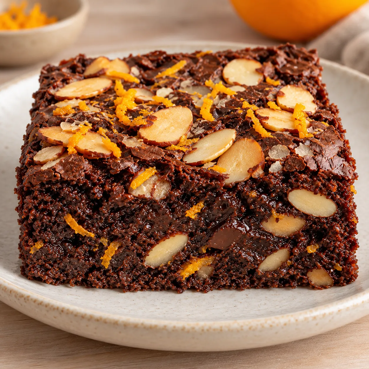 Brownies with orange and almonds