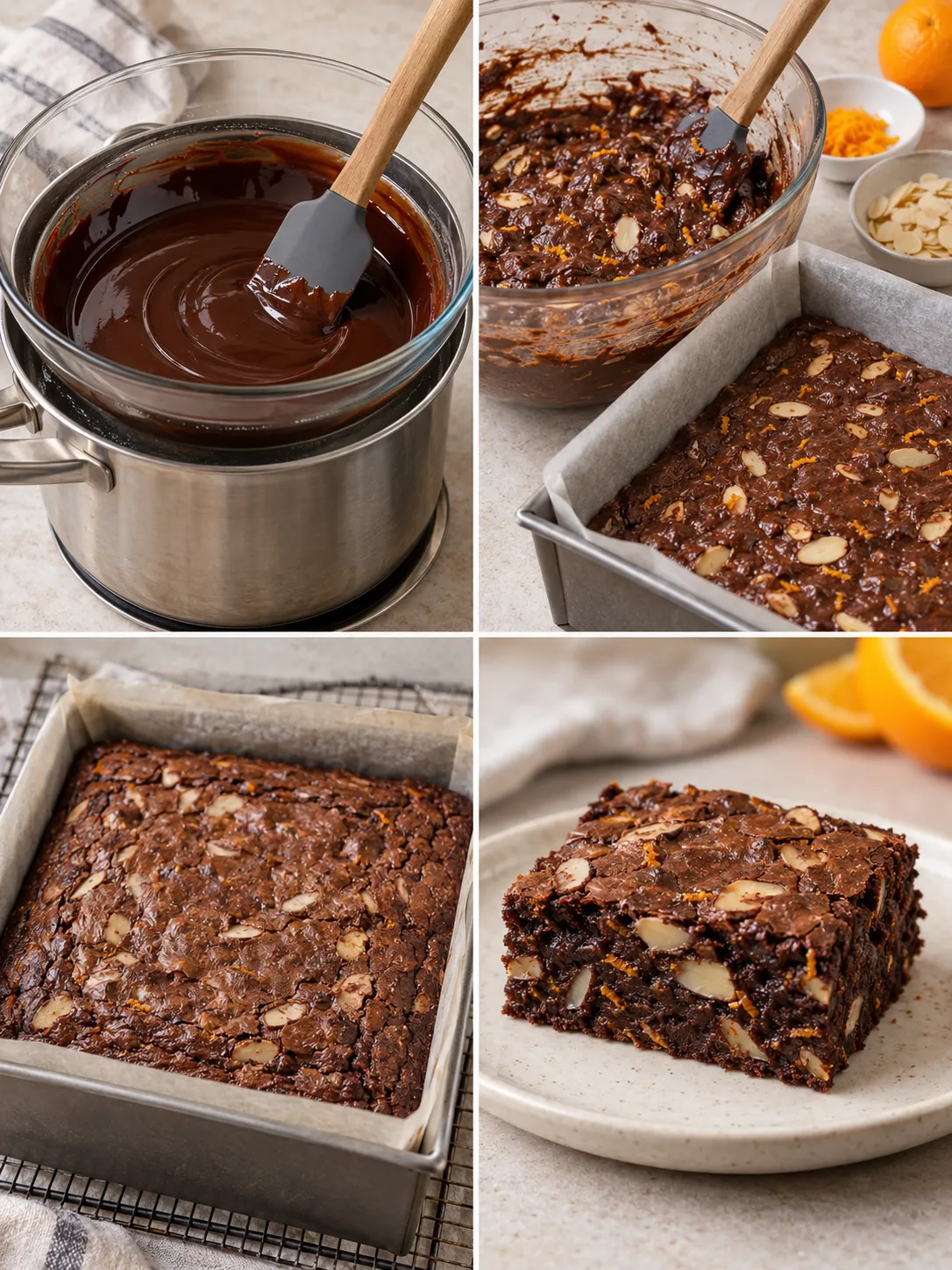 Brownies with orange and almonds