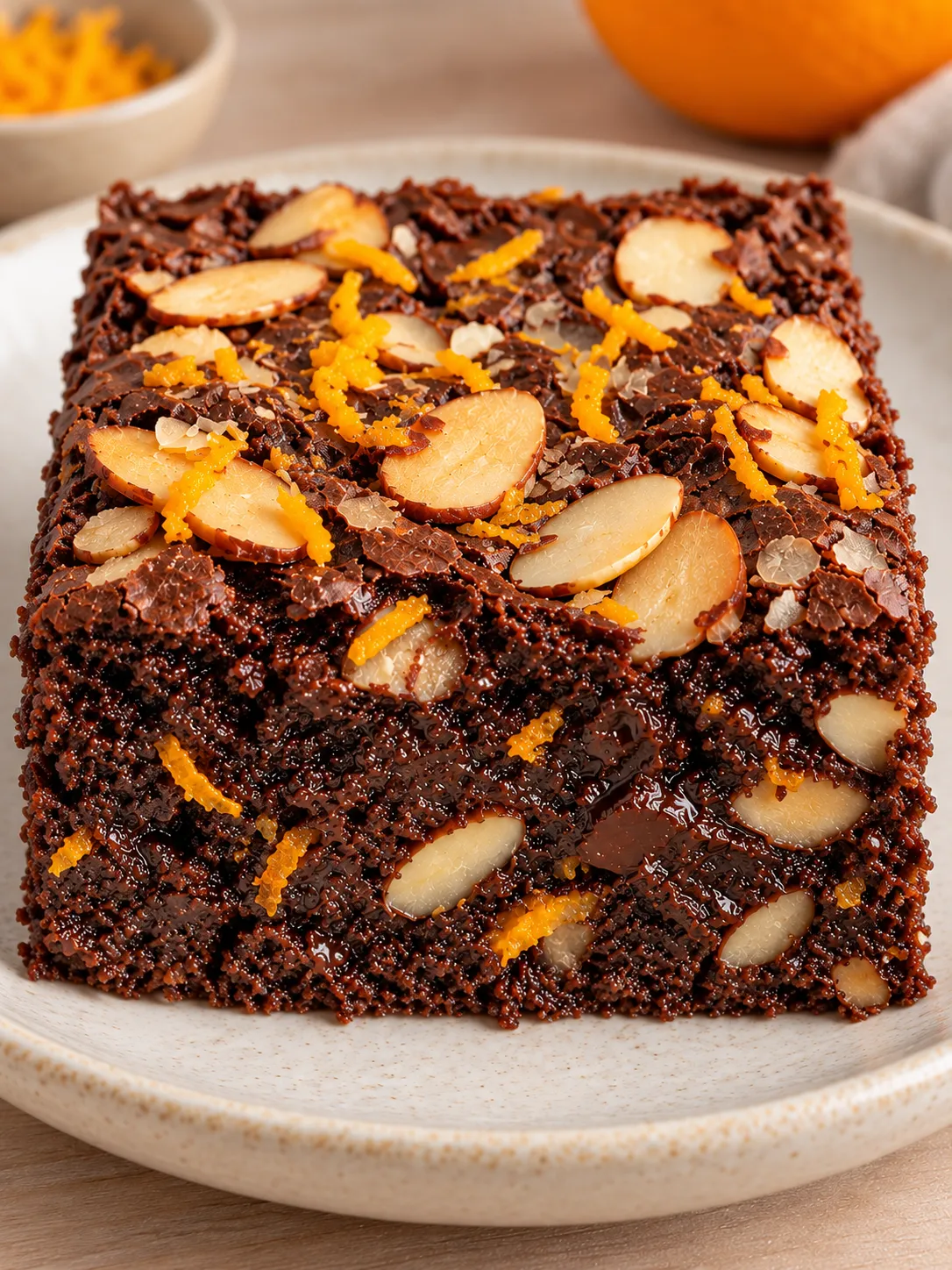 Brownies with orange and almonds